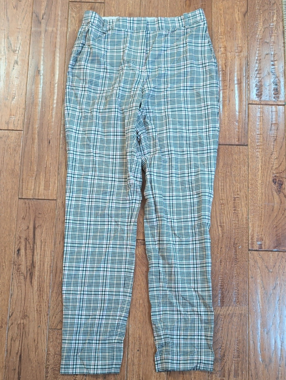 Massimo Dutti Tan and Black Plaid Check Red Chinos Trousers